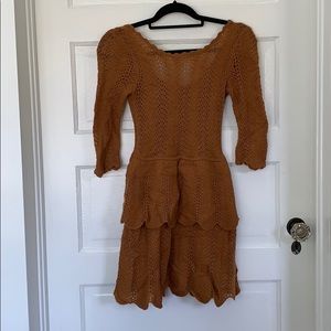 Anthropologie Crocheted Dress with Layered Skirt